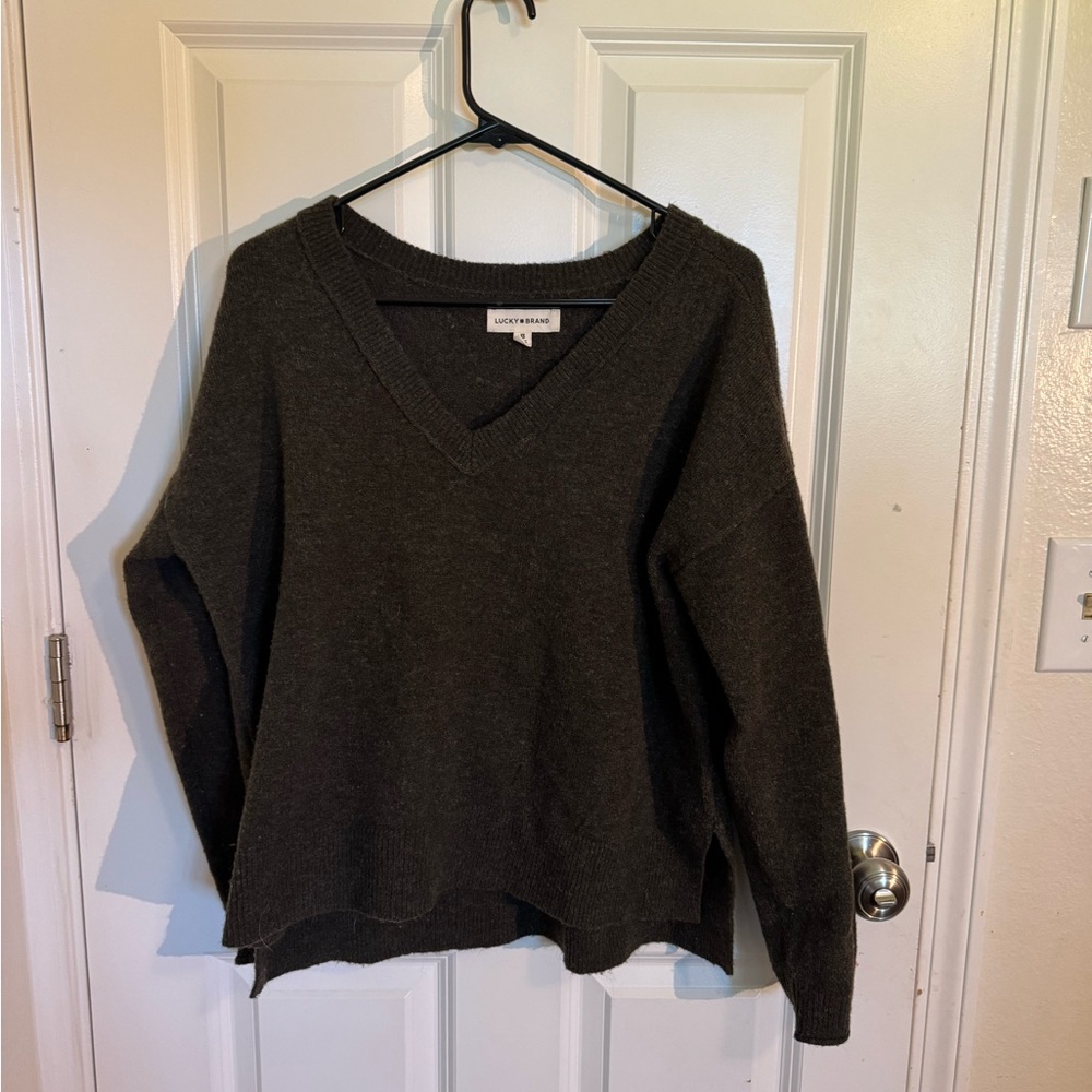 Lucky Brand Deep Green V-Neck Sweater